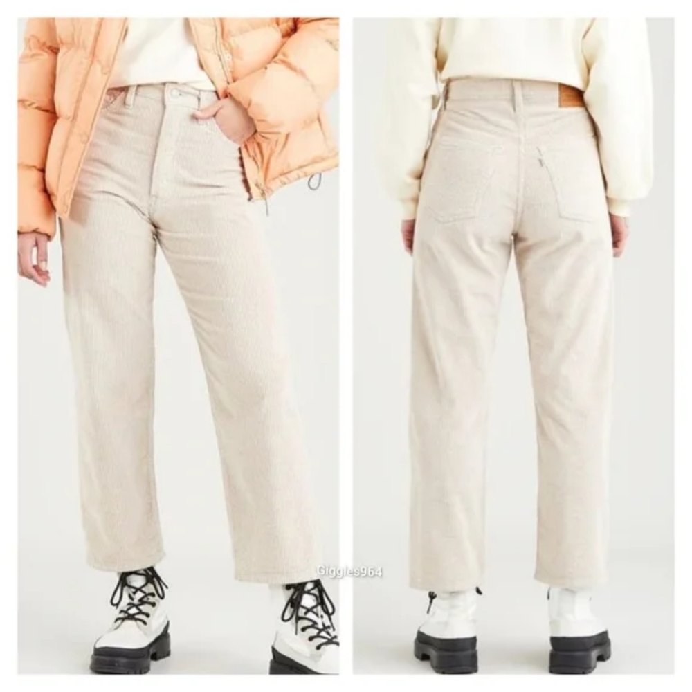 Levi's Ribcage Corduroy Pants Cement Pebble - Picture 10 of 13